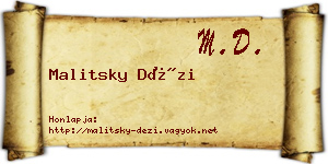 Malitsky Dézi névjegykártya